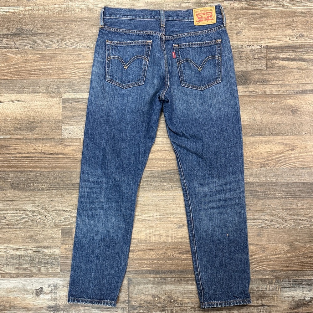 Levi's 501 Dark Blue Straight Distressed Jeans Size 27x28